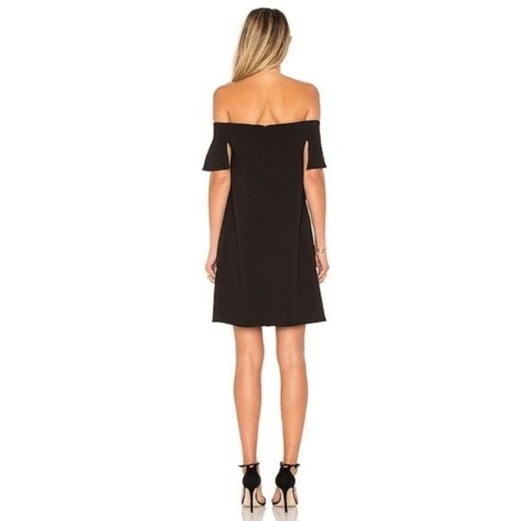 Halston Heritage Black Draped Off-Shoulder Dress - Picture 3 of 4